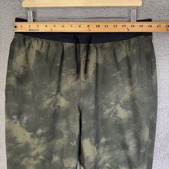 Under Armour Pants Mens L Green Tapered Leg Running Active Gym Stretch - Picture 3 of 11